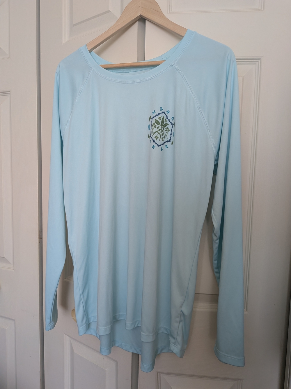Light Blue Long-Sleeve Performance Tee with Palm Emblem